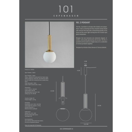 LAMPE - 101 COPENHAGEN - N°2 PENDANT - BRASS